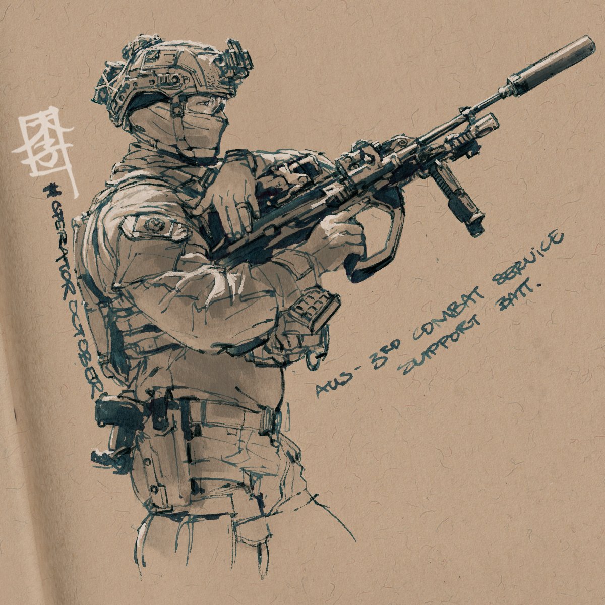 091023 - 09/31 🇦🇺 Australian 3rd CSSB. 'Straya!
.
#coffeeandperspective #operatoroctober #notinktober #inks #tactical #art #australia #straya #infantry #dutyfirst #specialoperations #specialforces