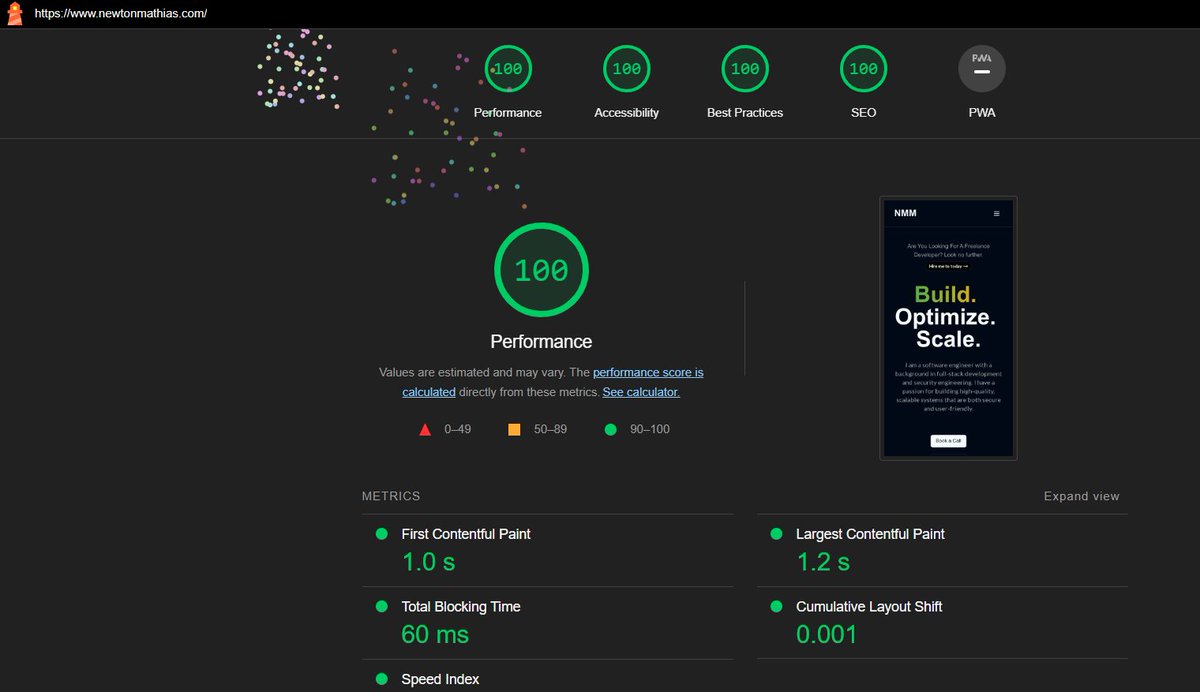 newto97's tweet photo. Finished redoing my portfolio website, now it's time to go back to upwork and start sending proposals. Also, I think lighthouse is broken😂
https://t.co/mIgcA7OPNv https://t.co/qNNkePPZ5t