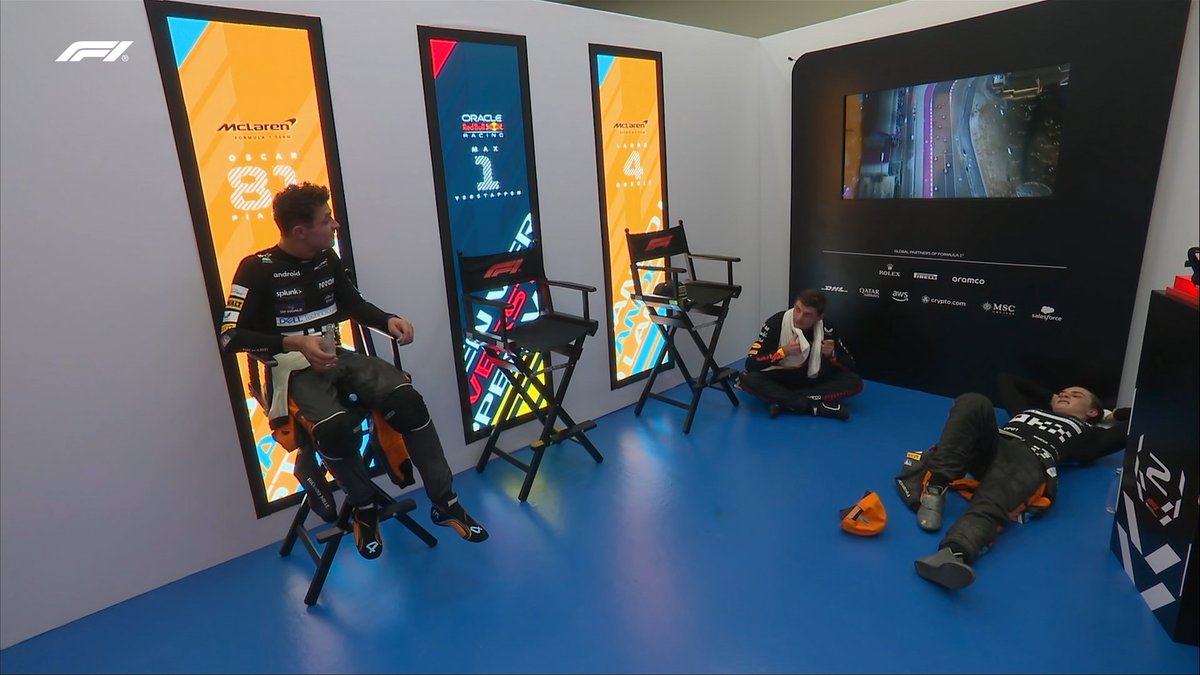 F1's tweet photo. It's not called the cooldown room for nothing! 😅

#F1 #QatarGP https://t.co/uCIjsfFgYV