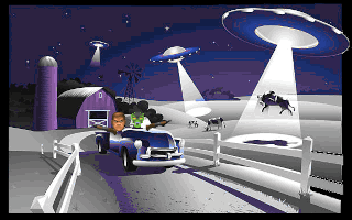 Doom menu graphic I made (adepting existing earlier stuff) for PUSS: Trick and Tear 4, a project featuring aliens in rural America.