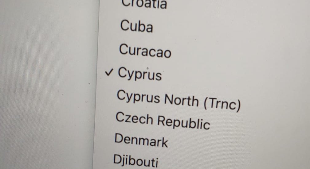 Applying for a NatWest bank account and this is what you get when you have to list country of birth.
Thought there was only one #Cyprus

<a href="/eevriviades/">Euripides L Evriviades 🇨🇾🇪🇺</a> <a href="/CyprusMFA/">Cyprus MFA</a> <a href="/Europarl_CY/">EP in Cyprus</a>