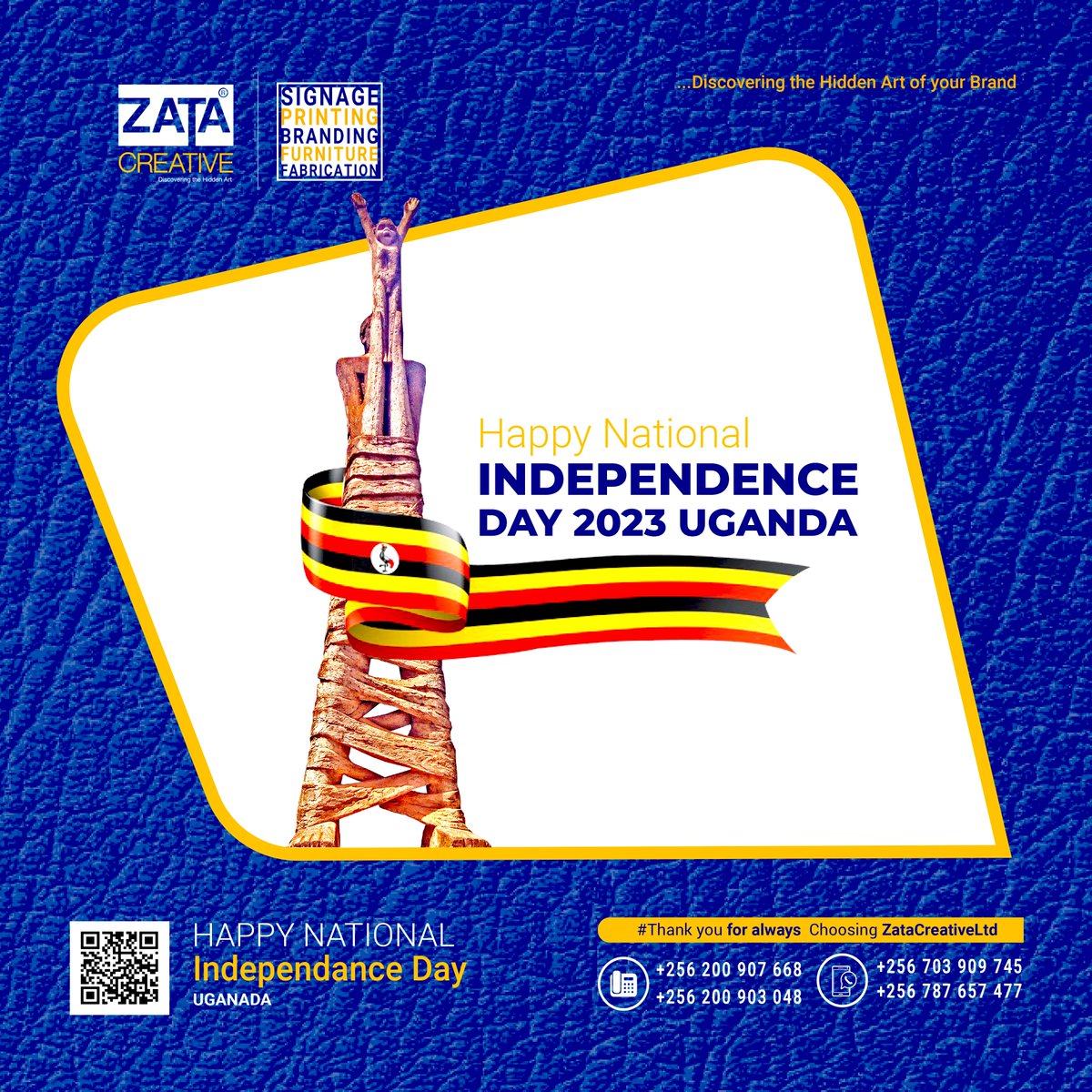 ZataCreativeLtd's tweet photo. Happy National Independence Day Uganda...more years of ...Discovering the Hidden Art together  Zata Creative Ltd https://t.co/D7ZUwXv4WL