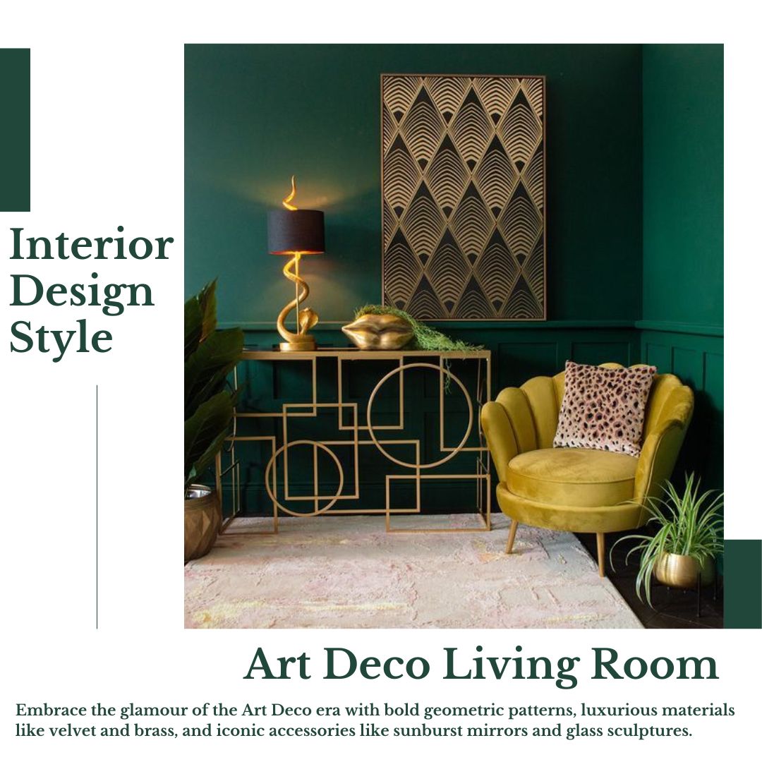 Stepping into the opulent world of Art Deco. Embrace the glamour of a bygone era with bold geometric patterns, sumptuous velvet, and the gleam of brass. 
Visit us for more at oraanj-interiors.co.uk
#ArtDeco #GlamourousLiving #GeometricDesign #LuxuriousInteriors #Oraanjinteriors