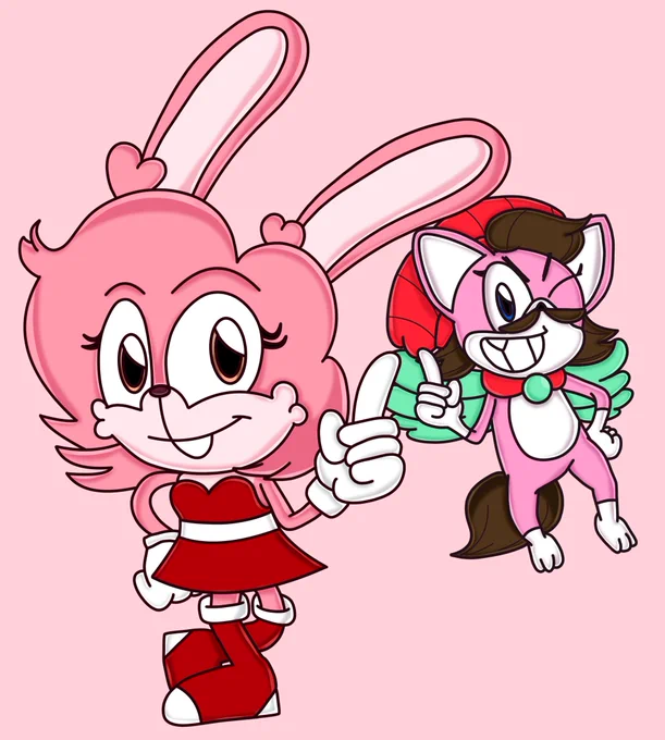 after  made that image of us as sonic characters, I could not resist the urge to also draw it in a more classic sonic style!! I even tried to do adventure-styled shading for the 1st time, which I think I got mostly right! it does make the image really pop 