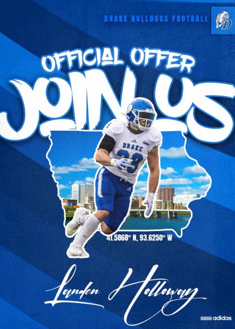 landen_holloway's tweet photo. #AGTG After a great visit/conversation  with @DrakeCoachSmith  I’m honored to say I received my first Division 1 Offer From Drake University‼️🙏🏽 #GoBulldogs #Process2024  @Leabre_Mcneal @jcyber101 @EastFb https://t.co/wRVDIFUp0U