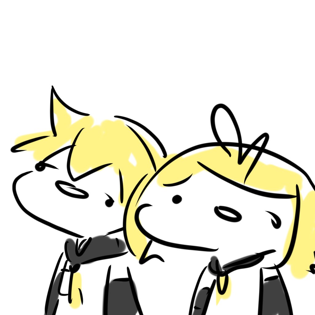 kagamine len ,kagamine rin 1boy blonde hair 1girl necktie white background short hair yellow necktie  illustration images