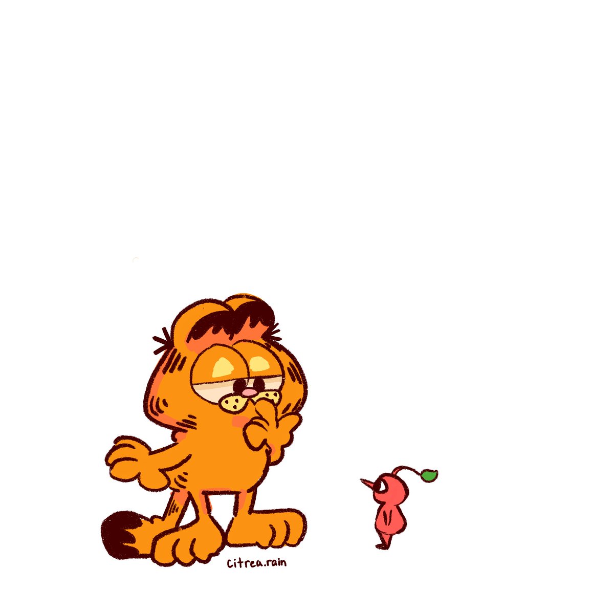 #garftober day 8- pikmin :3 #garfield #garfieldfanart