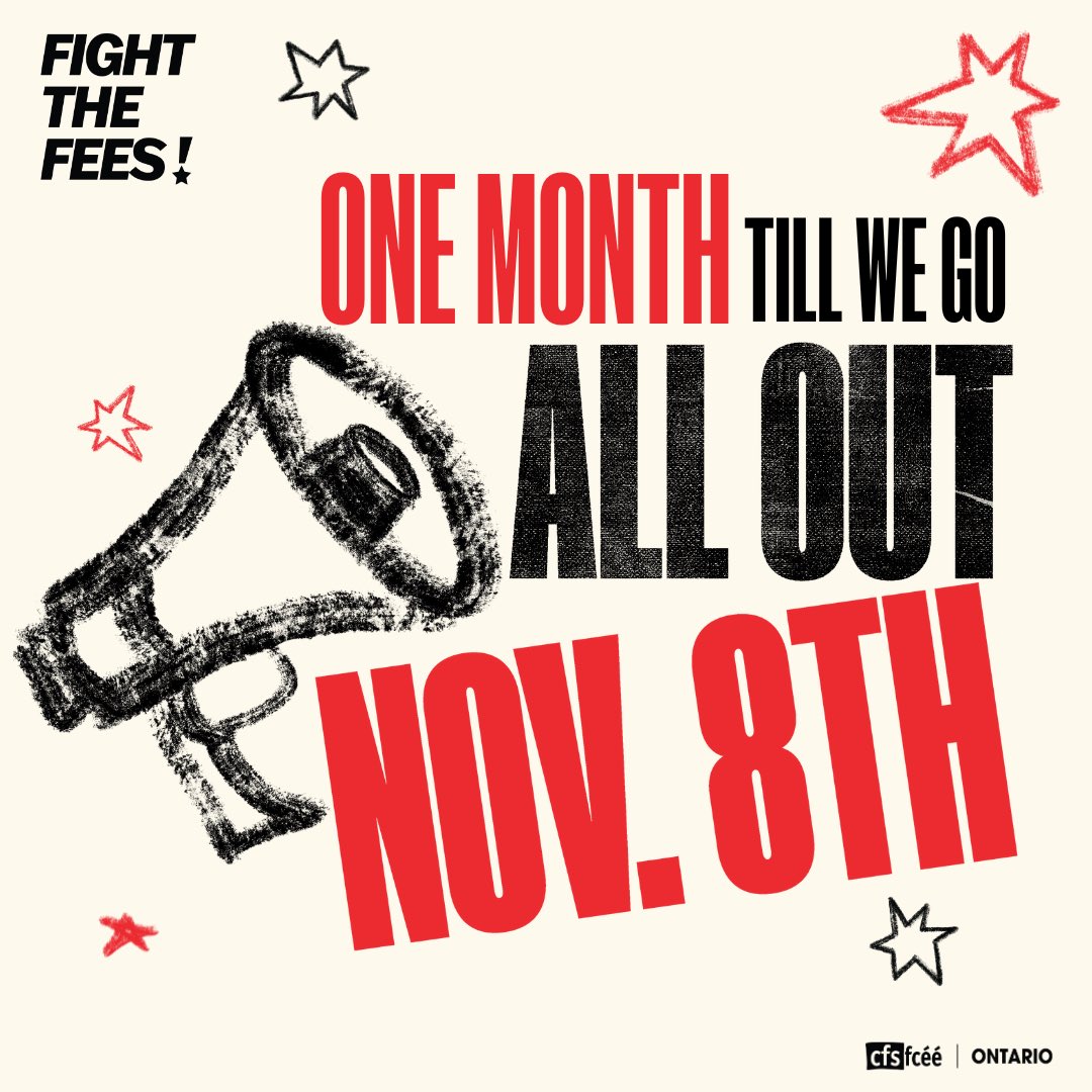 In exactly ONE MONTH on November 8th, students across the country will be #AllOutNov8 for Free and Accessible Education! Are you ready? Let the countdown begin! #FightTheFees #FreeEducationNow