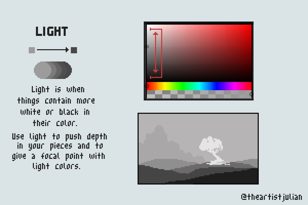 theartistjulian's tweet photo. Color tutorial
#pixelart https://t.co/iUV0PmtJR1