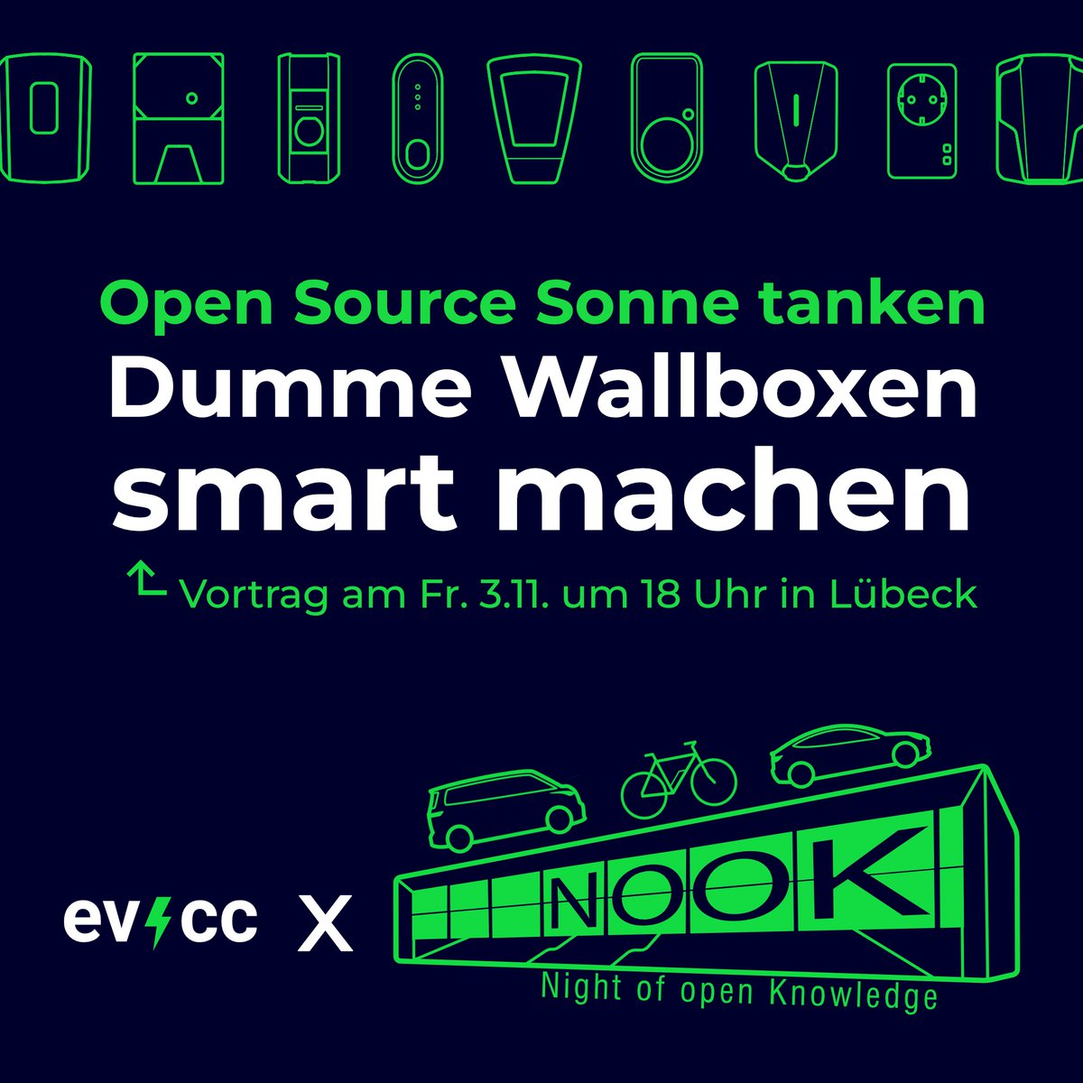 Ich werde am 3. November einen Vortrag auf der @nookluebeck halten und ein paar Einblicke in @evcc_io geben. Das Programm ist breit und reicht von #RenewableEnergy bis #Archeologie. Falls ihr in der Region seid, kommt doch gerne vorbei und sagt 'Hallo'. #illbringstickers