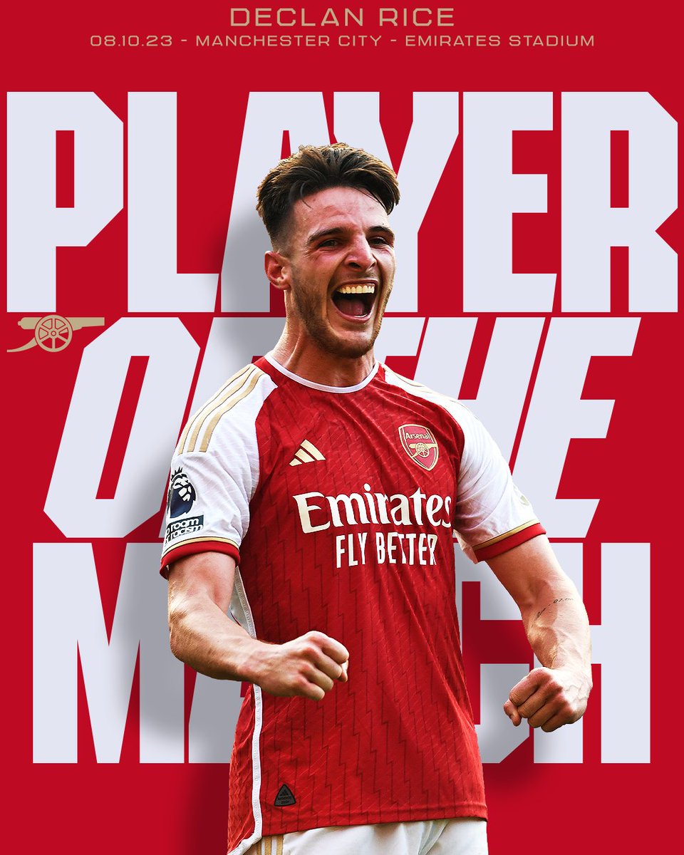 Arsenal's tweet photo. 🥁 As voted for by you...  

Declan Rice is this afternoon's POTM! ⭐️ https://t.co/69sdxLXCX5