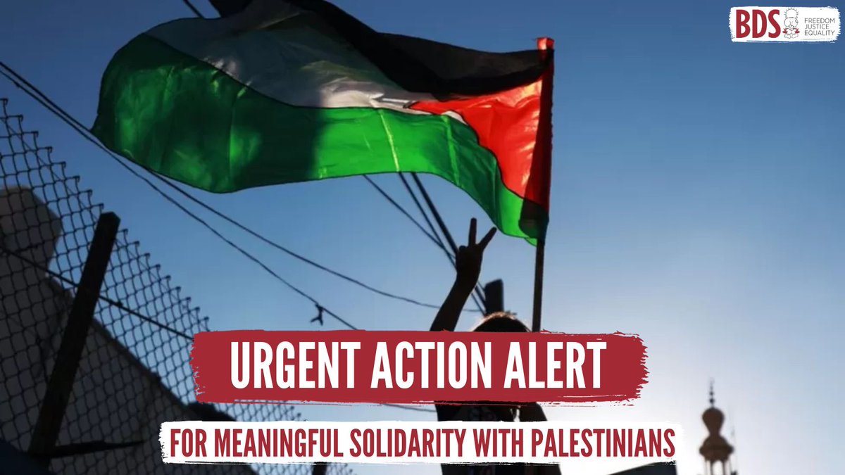 BDSmovement's tweet photo. The #BDS movement calls on all supporters to mobilize now! Join or organize solidarity demonstrations in your town or city. Your support is needed now more than ever!

#GazaUnderAttack

Read our full action alert: https://t.co/oPfgauwhsx https://t.co/NoyBQkRtW7
