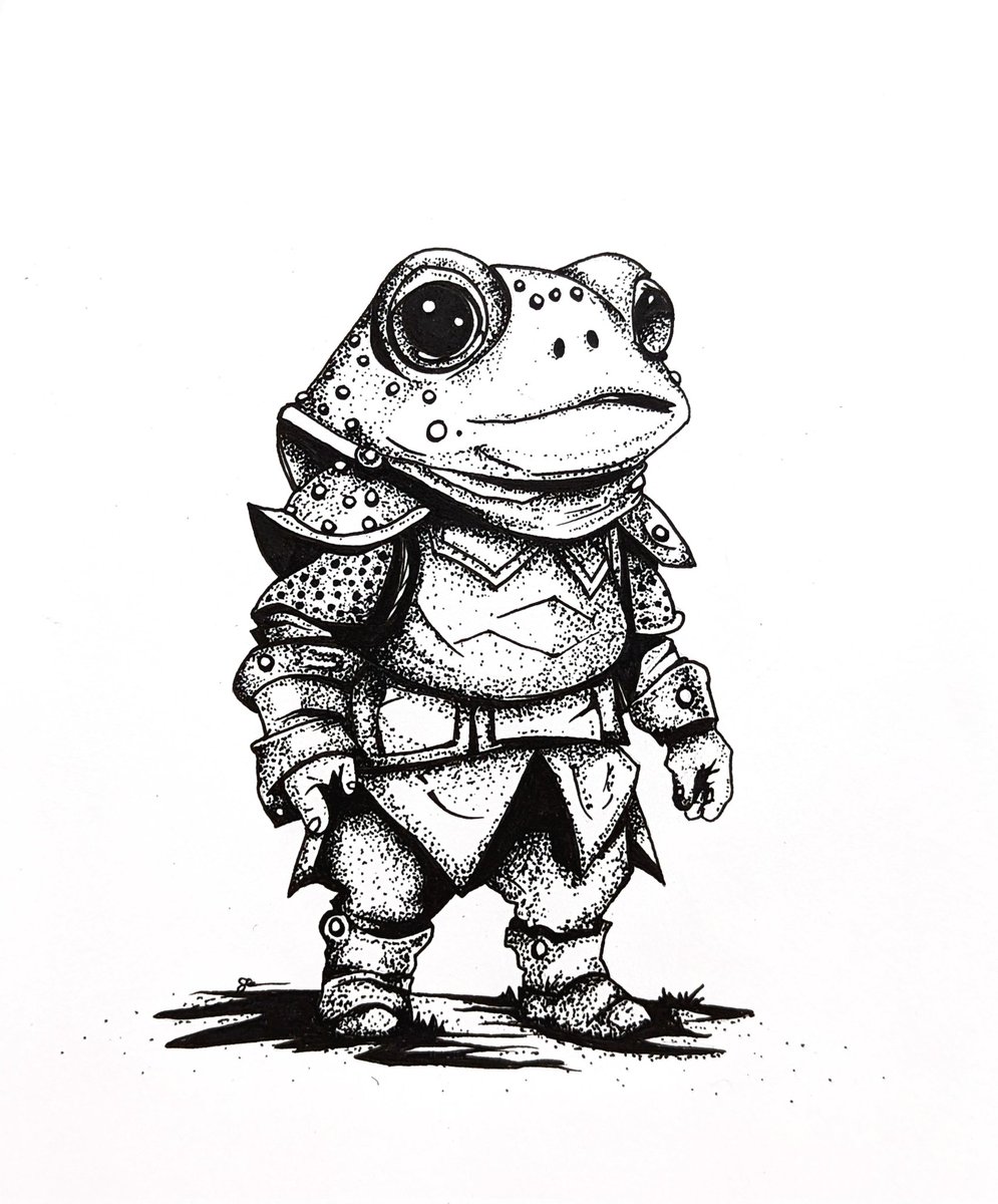 Wingria's tweet photo. @inktober Day 8 - Sir Toadrick the Valiant #toad #knight #whimsical #inkdrawing #inktober #inktober2023 #inktober2023toad #inktober2023day8 https://t.co/ylG4iCS0vh