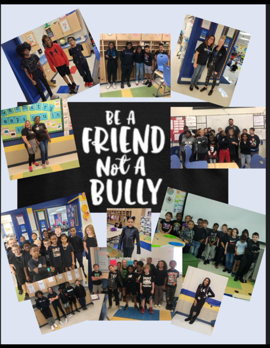 SRedman02's tweet photo. The best school is the world, Covedale Elementary. We are celebrating Bully Prevention Month and we all wore Black to “Blackout Bullies!” @IamCPS #BeAFriendNotABully https://t.co/H3fVqNpOHK