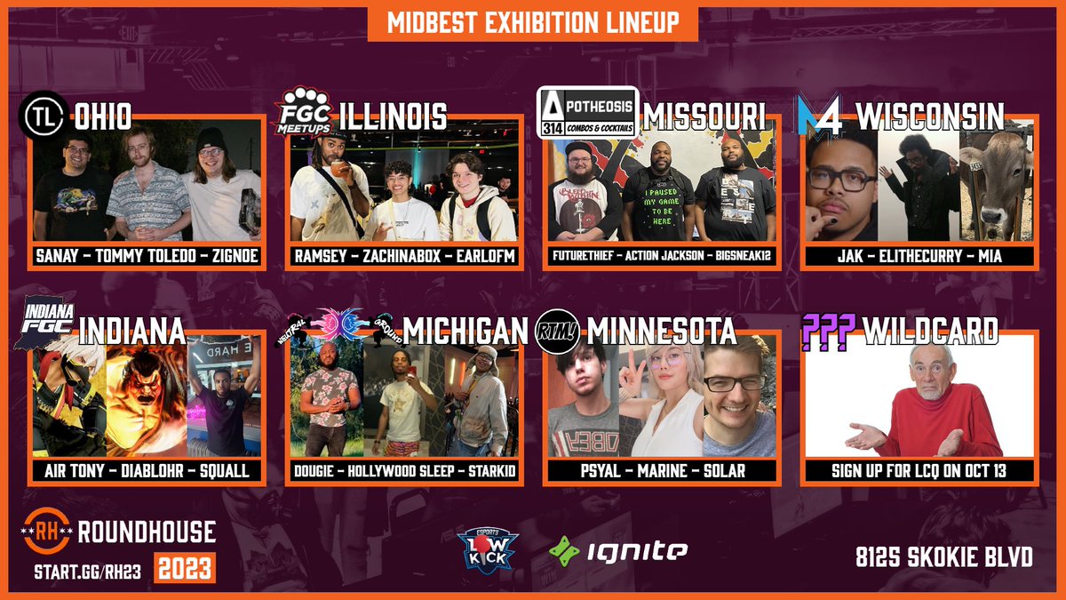 LowKickEsports's tweet image. We are officially in Roundhouse Week!

We’ve two exciting exhibitions opening up the weekend on Friday!

• SF6 Midbest 3v3 Exhibition
• Chicago Vs The World Strive 5v5

#RH2023