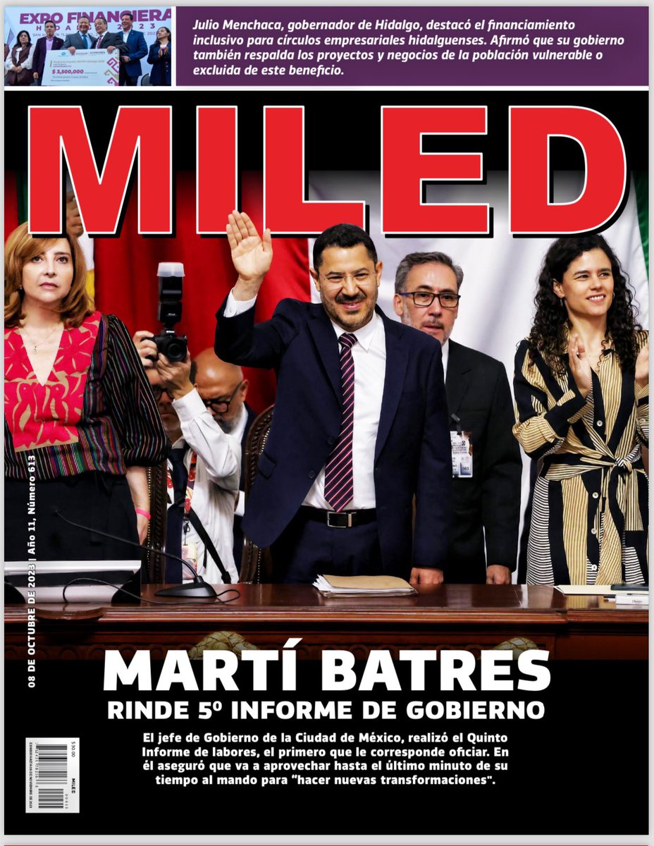 noticiasmiled's tweet photo. #portada 

Esta semana en la portada de la #revistaMILED el 5º Informe de Gobierno de  Martí Batres, el Jefe de Gobierno  de la #CDMX

@martibatres @LuisaAlcalde @SSC_CDMX 

https://t.co/aSK5Co2zG0 https://t.co/sFyV1XF0T2