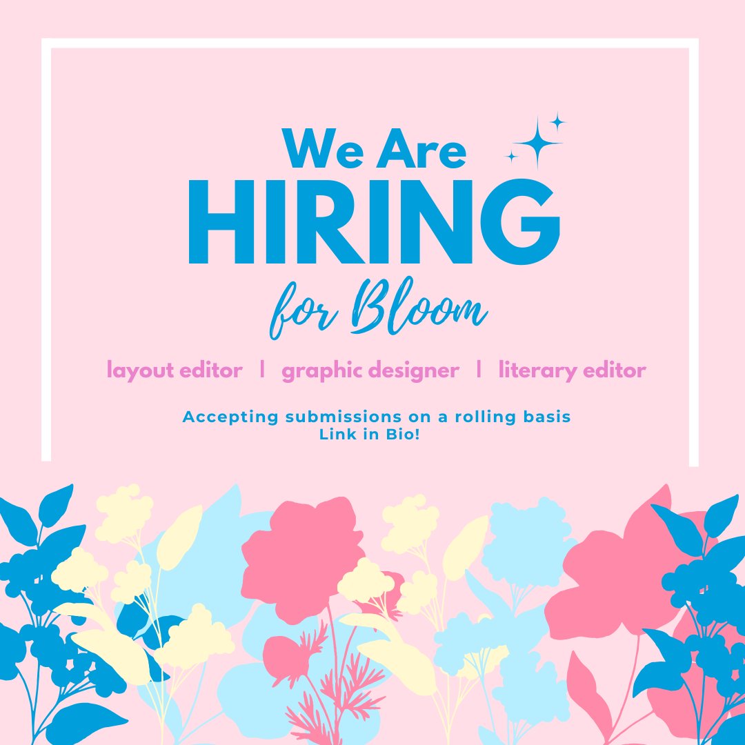 ferauoft's tweet photo. 🌸 We are hiring for Bloom 🌸

Bloom is FERA's academic journal, which is published each year. To bring Bloom to life this year, we are looking to hire for the following positions. Be sure to apply ASAP as positions will be hired on a rolling basis.

https://t.co/lzITUtjAh7 https://t.co/ZnNyPiQTvx