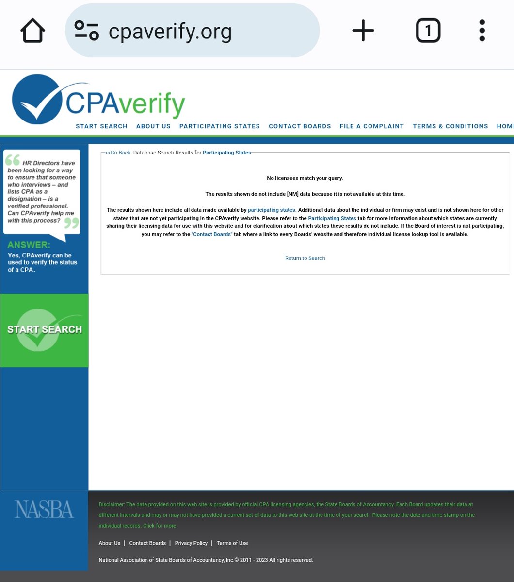 DavidHundeyin's tweet photo. Go to https://t.co/UIbIvJ0HnA to confirm whether anyone who claims to have ever been a Certified Public Accountant ever did such a thing, whether active or inactive.

For example 👇🏾 https://t.co/u0uSugYvPE
