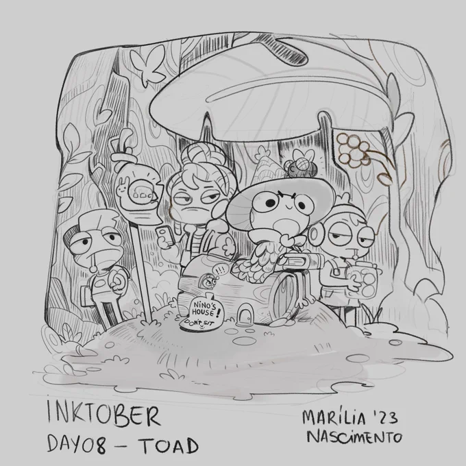 Inktober Day 08- Toad! Best Day so Far haha I think I got a little excited até the world building, but I'm super happy with the result 🐸✨ ------ GENTE, TEM UM SAPO ESQUISITO NO PONTO DE ONIBUSSSSS  ISSO FICOU LEGAL DEMAIS AAAAA ✨✨✨✨