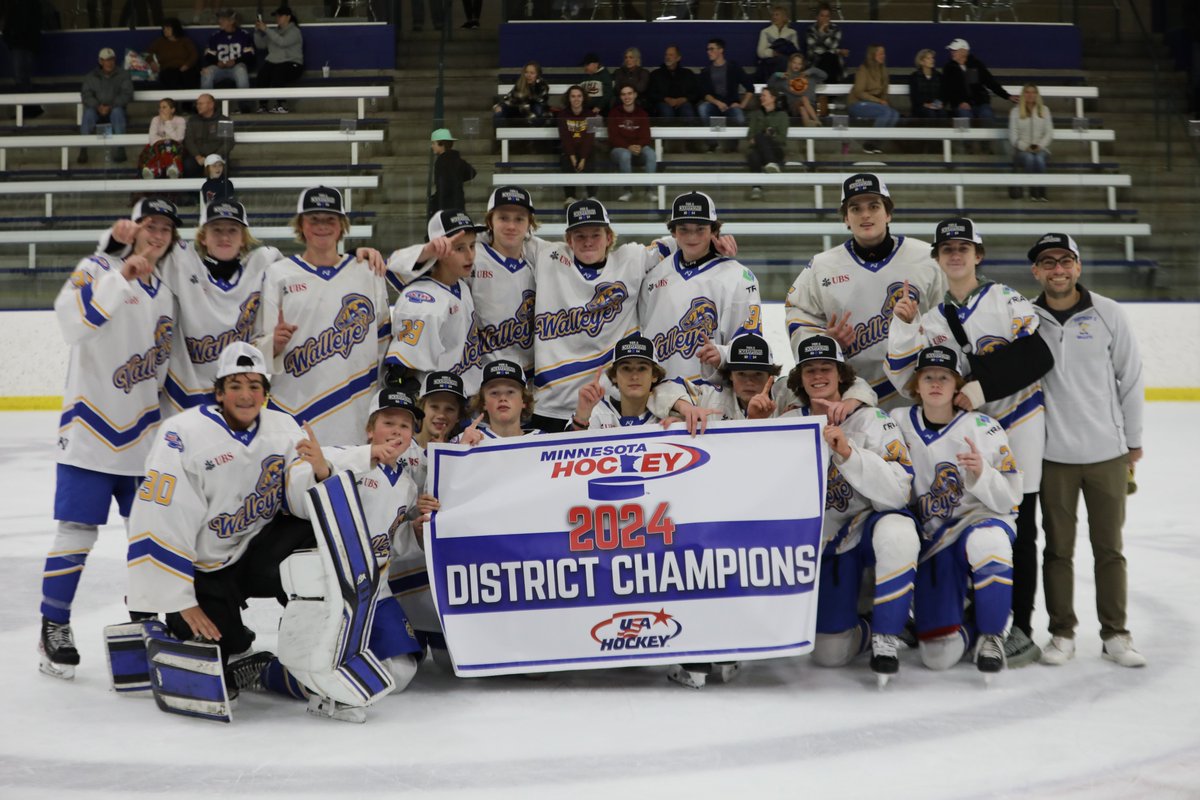 MinnHockeyHP's tweet photo. Youth 14U Prospects

The Walleye are the 2024 MN District Champions with a 4-1 victory over the Moose and will represent MN at Nationals in Amherst, New York, in the spring! https://t.co/b8Lgzl1s0o