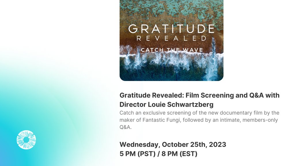 We’re thrilled to offer our community exclusive access to Gratitude Revealed, a cinematic journey helmed by visionary director, Louie Schwartzberg + you're invited to a live Q&amp;A with Louie on 10/25. 🍄🎨🎥

Get your streaming link and full details here: psychedelicstoday.com/2023/10/04/gra…