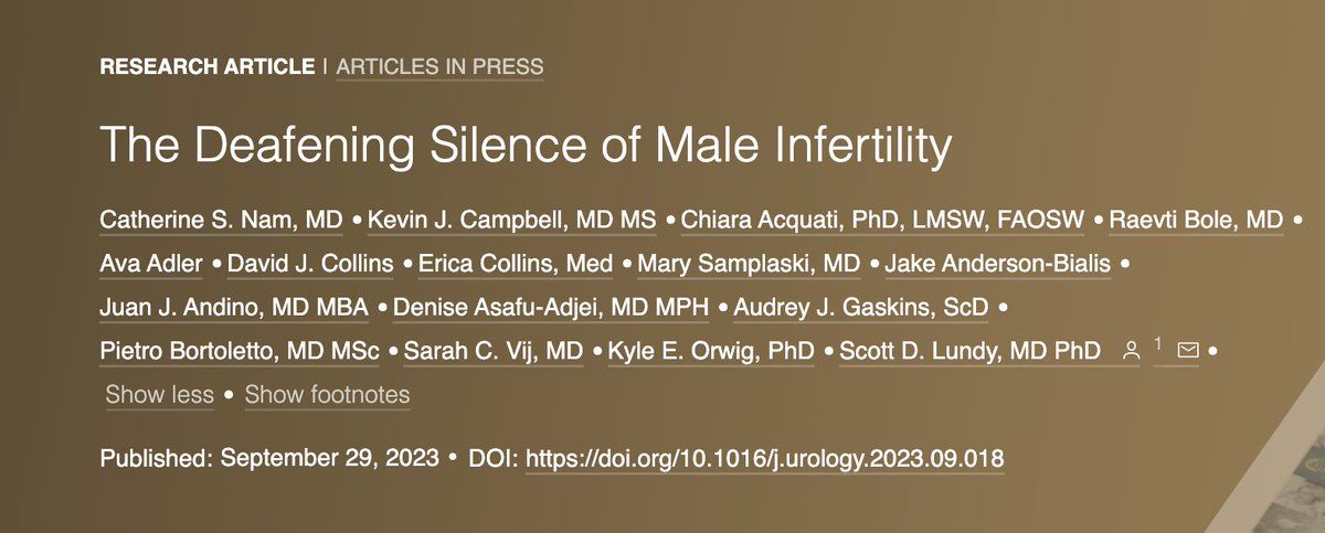 Congrats @CatherineSNamMD from @UMichUrology and future @NM_Andrology fellow and co authors. Editorial highlighting infertility journey through the lens of the patients, providers, and scientists who struggle with infertility each and every day. shorturl.at/apCK4