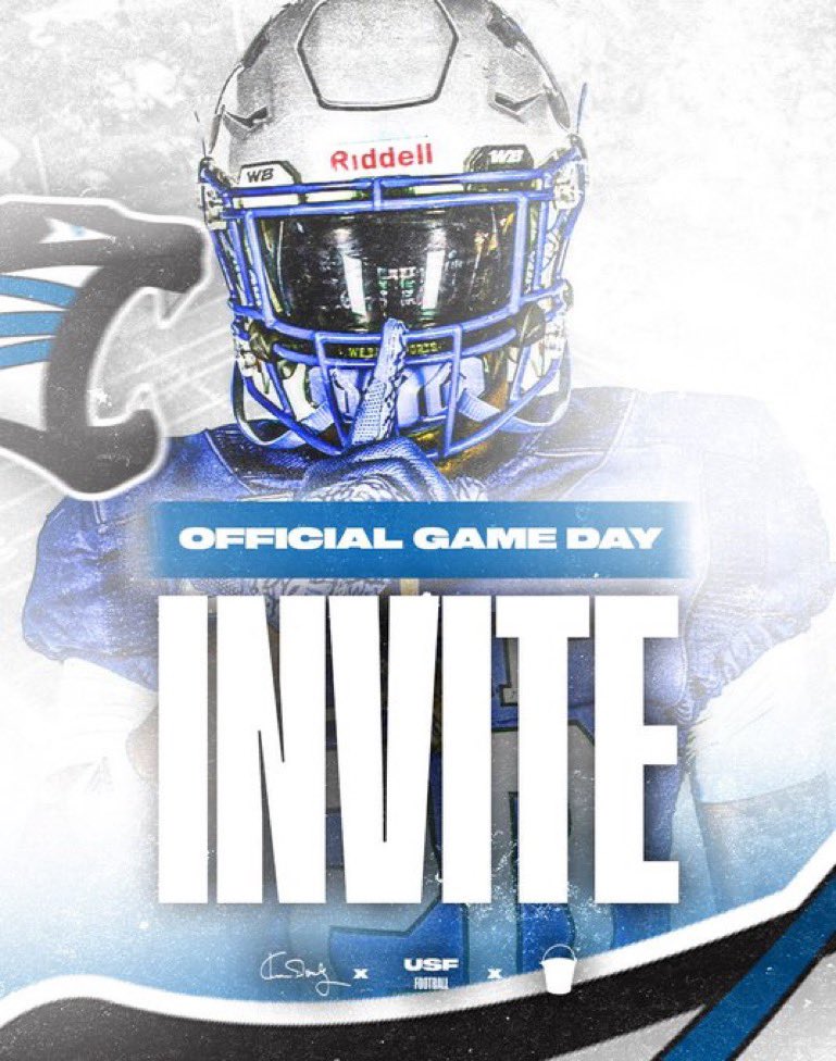 I will be attending <a href="/usf_fb/">USF Football</a> game day invite November 4th. I’m excited to come and meet all of the coaches and players. Thank you <a href="/footballcoachj/">Coach Nate Jensen</a>