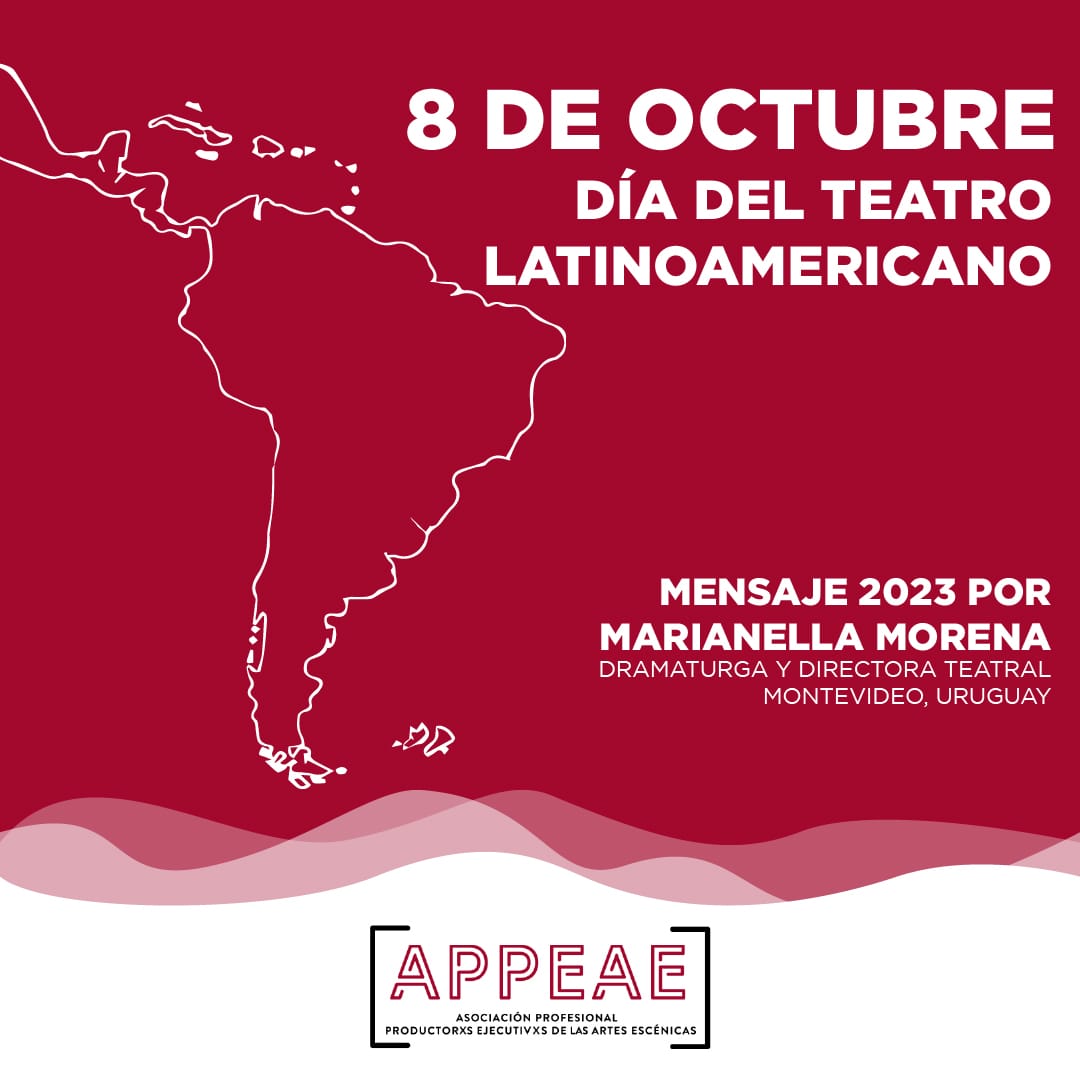 8 de octubre - DIA DEL TEATRO LATINOAMERICANO
Un cálido abrazo a los y las teatristas del continente en nuestro día; celebremos el orgullo resistente de ser teatristas en América Latina.
Compartimos el MENSAJE 2023, escrito  por Marianella Morena en celcit.org.ar/articulos/16/8…
