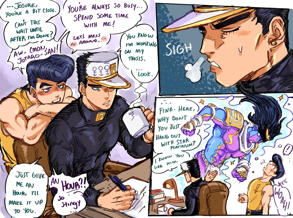 rimmybone's tweet photo. A lil #jotajosu #承仗 comic for fun lol

Josuke got a bit too overconfident there https://t.co/tXyXbav0zz