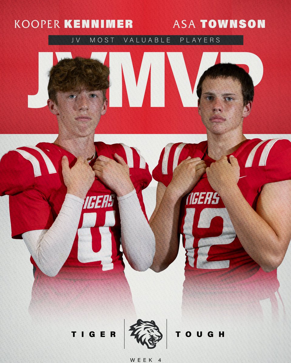Week 7
JV Most Valuable Players

<a href="/KooperKennimer/">Kooper Kennimer</a> 
<a href="/AsaTownson2007/">Asa Townson</a> 

#TigerTOUGH🐅 
#ba🐅 
#TTP