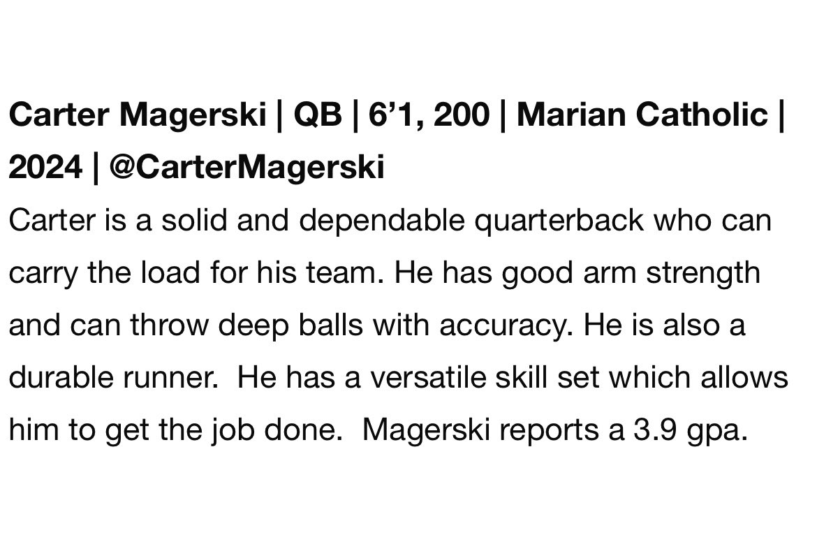 Thank you <a href="/6starfootballIL/">Six Star Football | ILLINOIS</a> for the write up ✍️ !! <a href="/MCHS__FBALL/">Spartan Football</a> <a href="/LopezMchs/">CoachLopezMCHS</a> <a href="/QBHitList/">QBHitList.com</a> <a href="/JeremyO_Johnson/">Jeremy Johnson</a> <a href="/AllenTrieu/">Allen Trieu</a> @Rivals_Clint