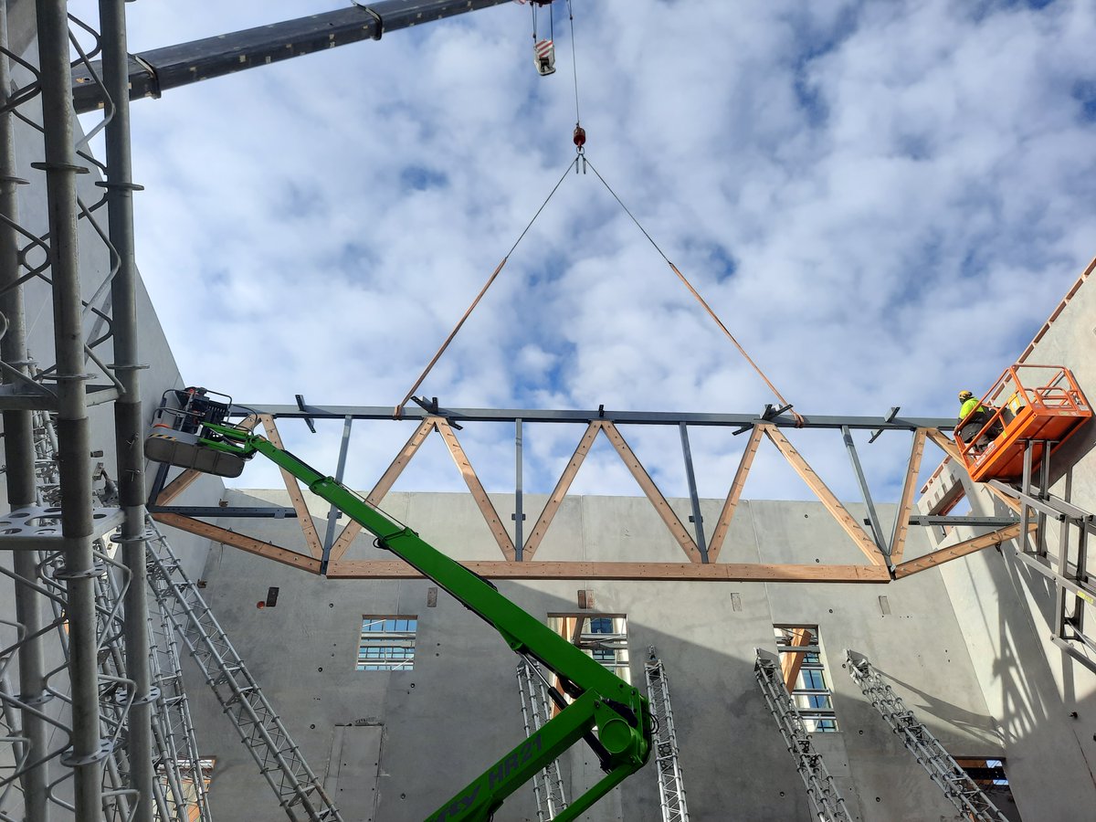 Here’s your latest update on construction of The Court Theatre – you can see the first truss being craned into position in what will be the main auditorium. Hawkins will install two or three more this week. For more about the project, please visit ccc.govt.nz/performingarts…