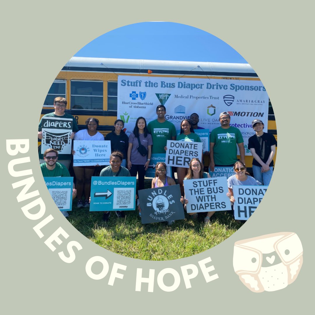 On 9/24/23, we volunteered alongside the Nuts About Peds IG for the “Stuff the Bus Diaper Drive” benefitting Bham Bundles of Hope. The goal of this organization is to provide diapers at a discounted cost for local families in need. Thank you to everyone that helped out! 🫶