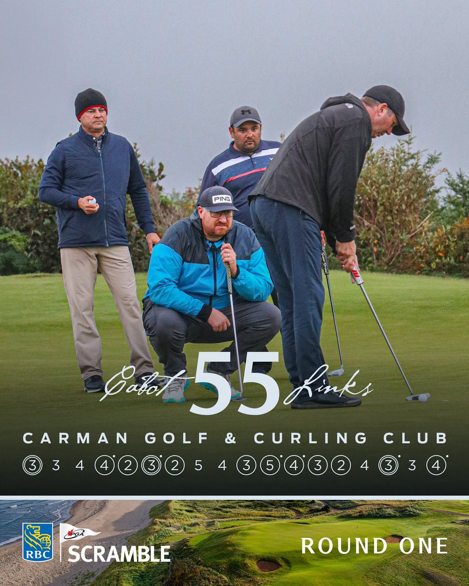 pgaofcanada's tweet photo. The squad from @CarmanGolfClub comes in with a net 55 to take solo second at the #RBCPGAScramble National Final👏 https://t.co/5n5V2msRde