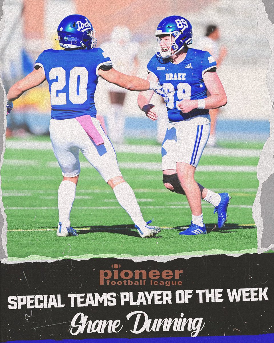Drake Football (@drakebulldogsfb) on Twitter photo ๐๐
๐ ๐๐ฉ๐๐๐ข๐๐ฅ ๐๐๐๐ฆ๐ฌ ๐๐ฅ๐๐ฒ๐๐ซ ๐จ๐ ๐ญ๐ก๐ ๐๐๐๐ค
- Contributed eight points to our 20-14 win over Valpo
- Made career-long field goal (42 yards)
- Punted the ball inside the 20-yard line three times
๐๐ฐ shorturl.at/dxQT8
#BeTheChange
#DSMHometownTeam ๐๐
๐ ๐๐ฉ๐๐๐ข๐๐ฅ ๐๐๐๐ฆ๐ฌ ๐๐ฅ๐๐ฒ๐๐ซ ๐จ๐ ๐ญ๐ก๐ ๐๐๐๐ค
- Contributed eight points to our 20-14 win over Valpo
- Made career-long field goal (42 yards)
- Punted the ball inside the 20-yard line three times
๐๐ฐ shorturl.at/dxQT8
#BeTheChange
#DSMHometownTeam