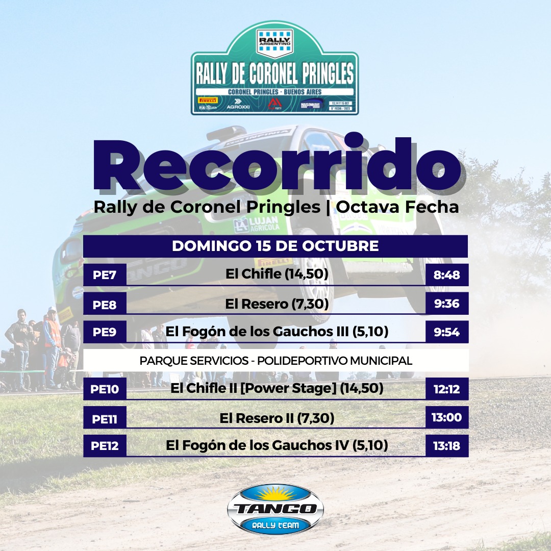 TANGO RALLY TEAM (@tangorally) on Twitter photo El fin de semana próximo vuelve la acción del <a href="/rallyargentino/">Rally Argentino</a>
Por primera vez con esta caregoria visitaremos Coronel Pringles, al sur de la provincia de Buenos Aires.
Estos serán los caminos que enfrentaremos.
<a href="/rusegur/">rusegur</a>
<a href="/RUSDeportes/">RUS Deportes</a>
<a href="/YPFoficial/">ypfoficial</a> El fin de semana próximo vuelve la acción del <a href="/rallyargentino/">Rally Argentino</a>
Por primera vez con esta caregoria visitaremos Coronel Pringles, al sur de la provincia de Buenos Aires.
Estos serán los caminos que enfrentaremos.
<a href="/rusegur/">rusegur</a>
<a href="/RUSDeportes/">RUS Deportes</a>
<a href="/YPFoficial/">ypfoficial</a>