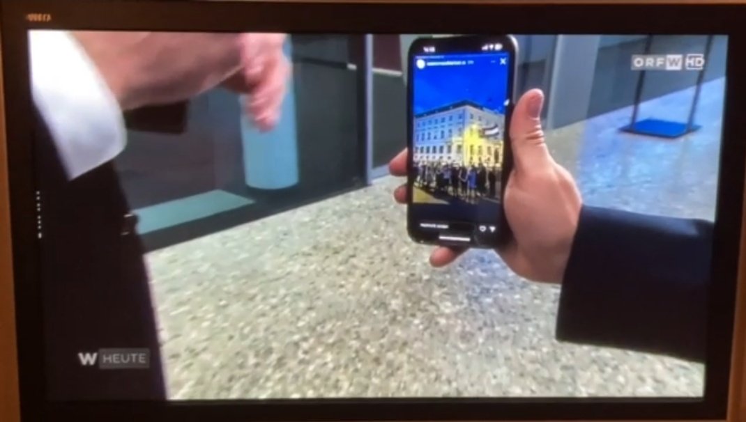 Nach unserer Absage, weil man uns nicht bezahlen wollte hat der <a href="/ORF/">ORF</a> Material von "Palästina Solidarität Österreich" verwendet und dafür ein Handy abgefilmt. Kannste dir nicht ausdenken.