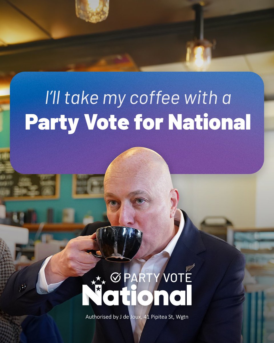 NZNationalParty's tweet photo. ☕
#GetNZBackonTrack #PartyVoteNational https://t.co/Rx47MPQYV7