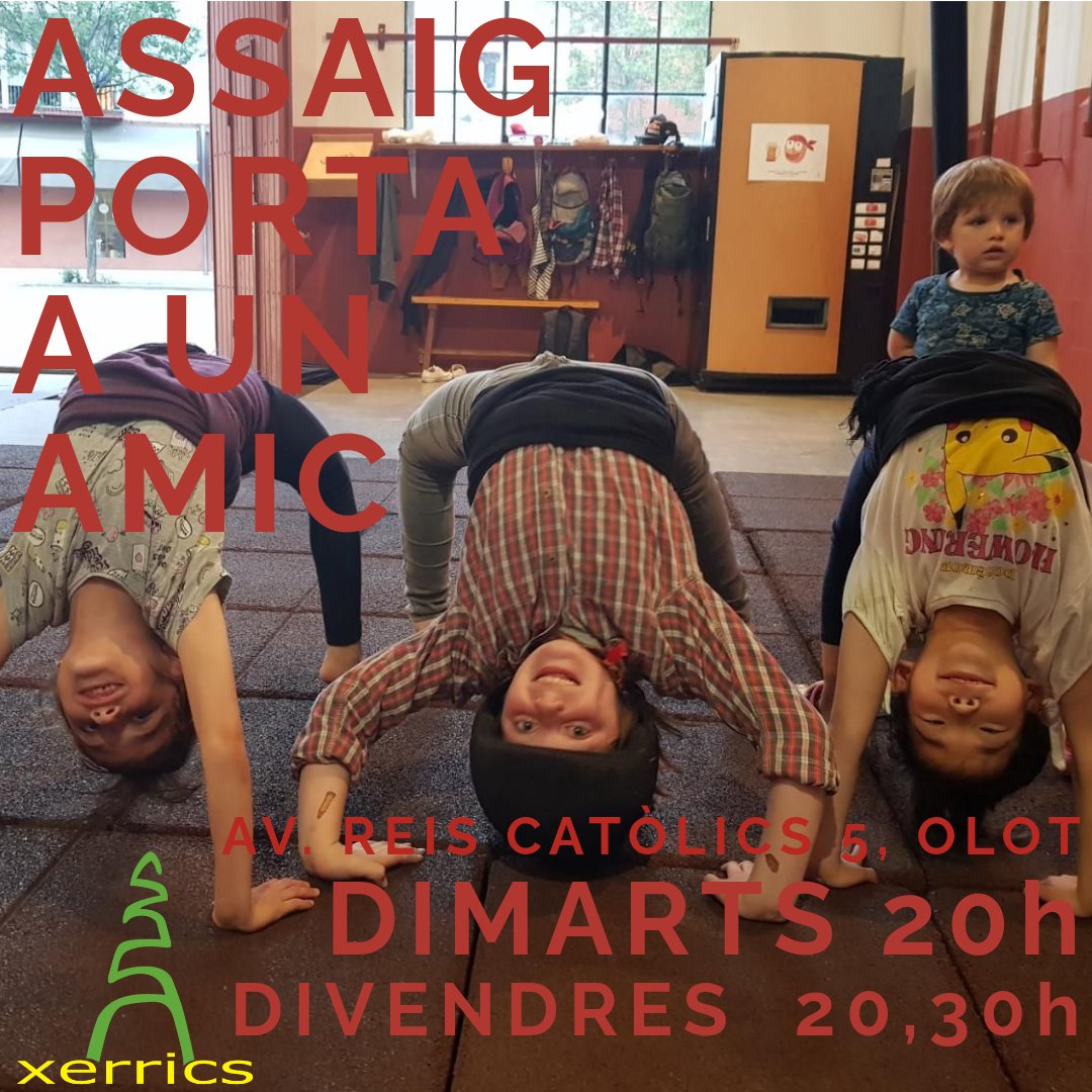 XerricsOlot's tweet photo. Només ens queden 2 assajos per la nostra diada a casa #SantLluc,i tenim #setde7!Aquesta setmana tindrem #assaig porta a un amic!
Volem omplir el #local i tenir una #pinya ideal per a provar-ho tot,t'hi apuntes?#assaigespecial #portaaunamic #olot #castells #castellers #castelleres https://t.co/De9K8OJBOd