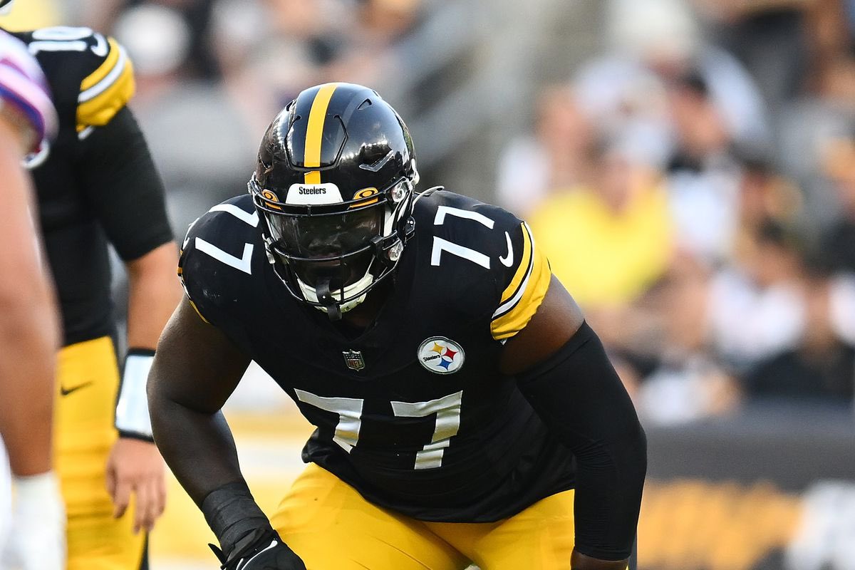 PPP_Benjamin's tweet image. #Steelers rookie LT Broderick Jones today vs. the #Ravens:

🪨 0 pressures allowed
🚂 97.6 run block win rate
📈 95.3 XQR

BEAST.