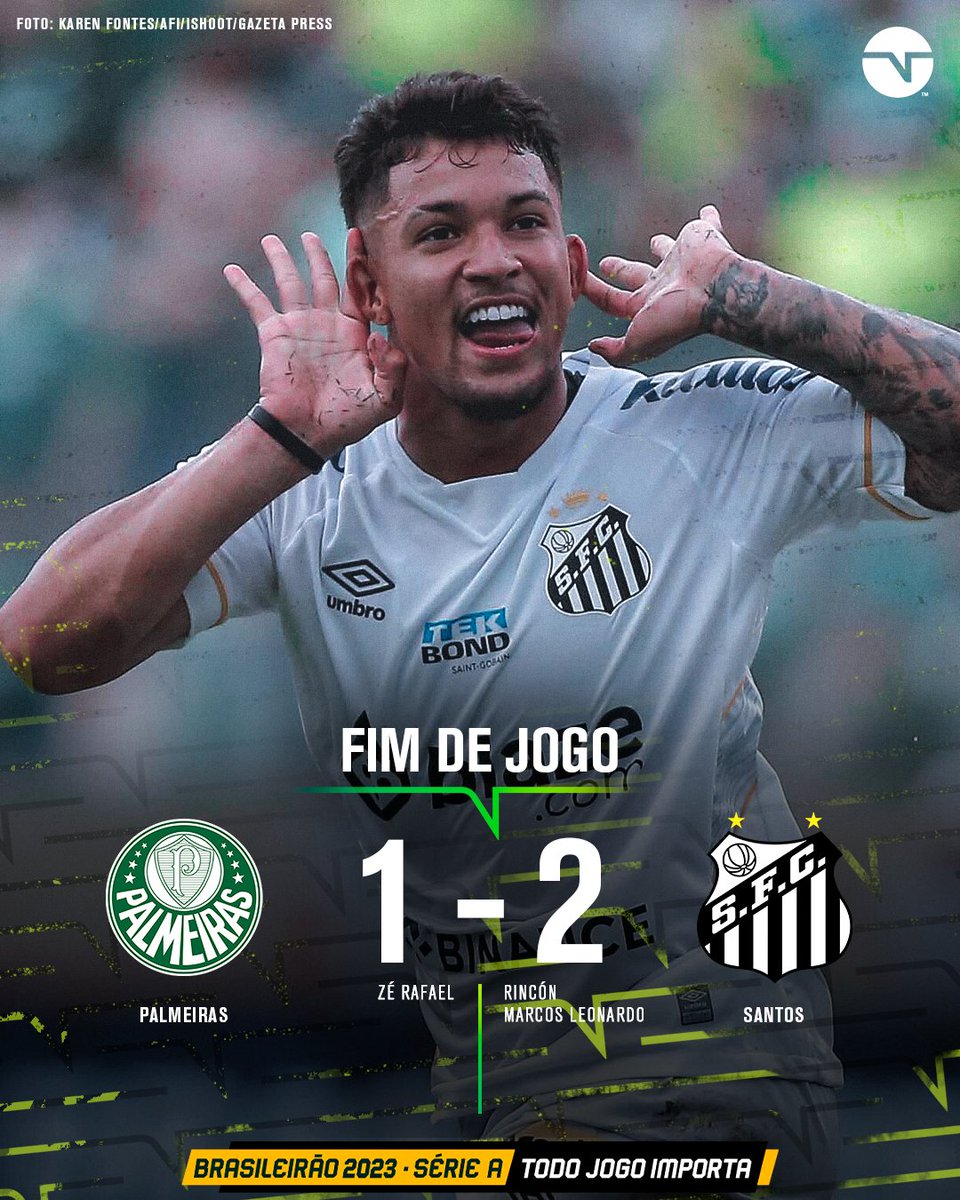 TNTSportsBR's tweet photo. SENHORAS E SENHORES, O TABU ACABOU E O SANTOS TÁ QUERENDO MUITO FICAR NA SÉRIE A! ⚪⚫🐳 Virada ABSURDA do Peixe pra cima do rival Palmeiras, tem que respeitar demais! 🔥🔥🔥 #Brasileirão2023 https://t.co/foOYsb2GLl
