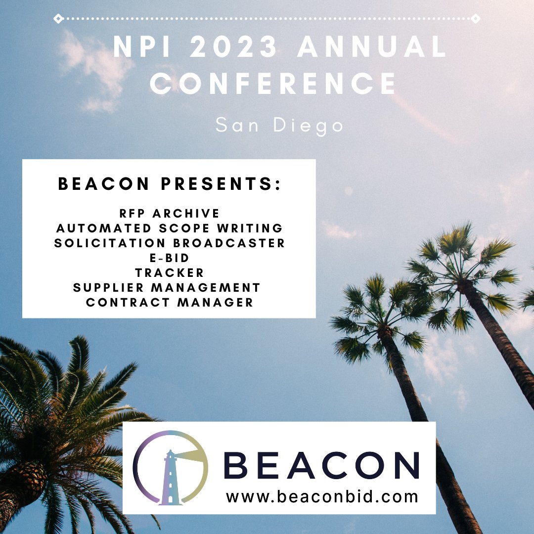 NPI and Beacon Bid in San Diego! We are proud to sponsor and support @NPI_procurement . 
Tonight, Welcome Reception!

#BeaconBid #NPI2023