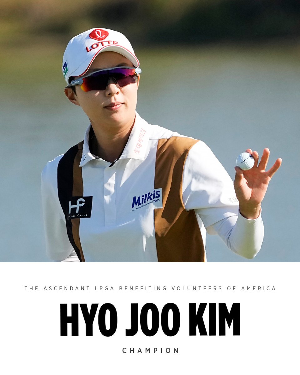 Titleist (@titleist) on Twitter photo A wire-to-wire win. 🏆
Hyo Joo Kim started her week with a 64 (-7) and never looked back. In complete control of her #ProV1x, she went on to a four-shot victory at the <a href="/AscendantLPGA/">The Ascendant LPGA</a>. 👏
Congrats, Hyo Joo!
#1ballingolf A wire-to-wire win. 🏆
Hyo Joo Kim started her week with a 64 (-7) and never looked back. In complete control of her #ProV1x, she went on to a four-shot victory at the <a href="/AscendantLPGA/">The Ascendant LPGA</a>. 👏
Congrats, Hyo Joo!
#1ballingolf