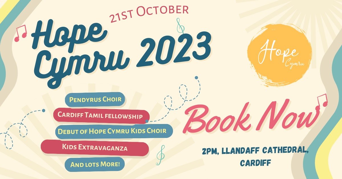 Join us on 21st October for Hope Cymru 2023. It is going to be an opportunity to hear a variety of music performances covering our theme of 'Past, Present and Future'.

Book your free tickets: hope.cymru/hope-cymru-2023