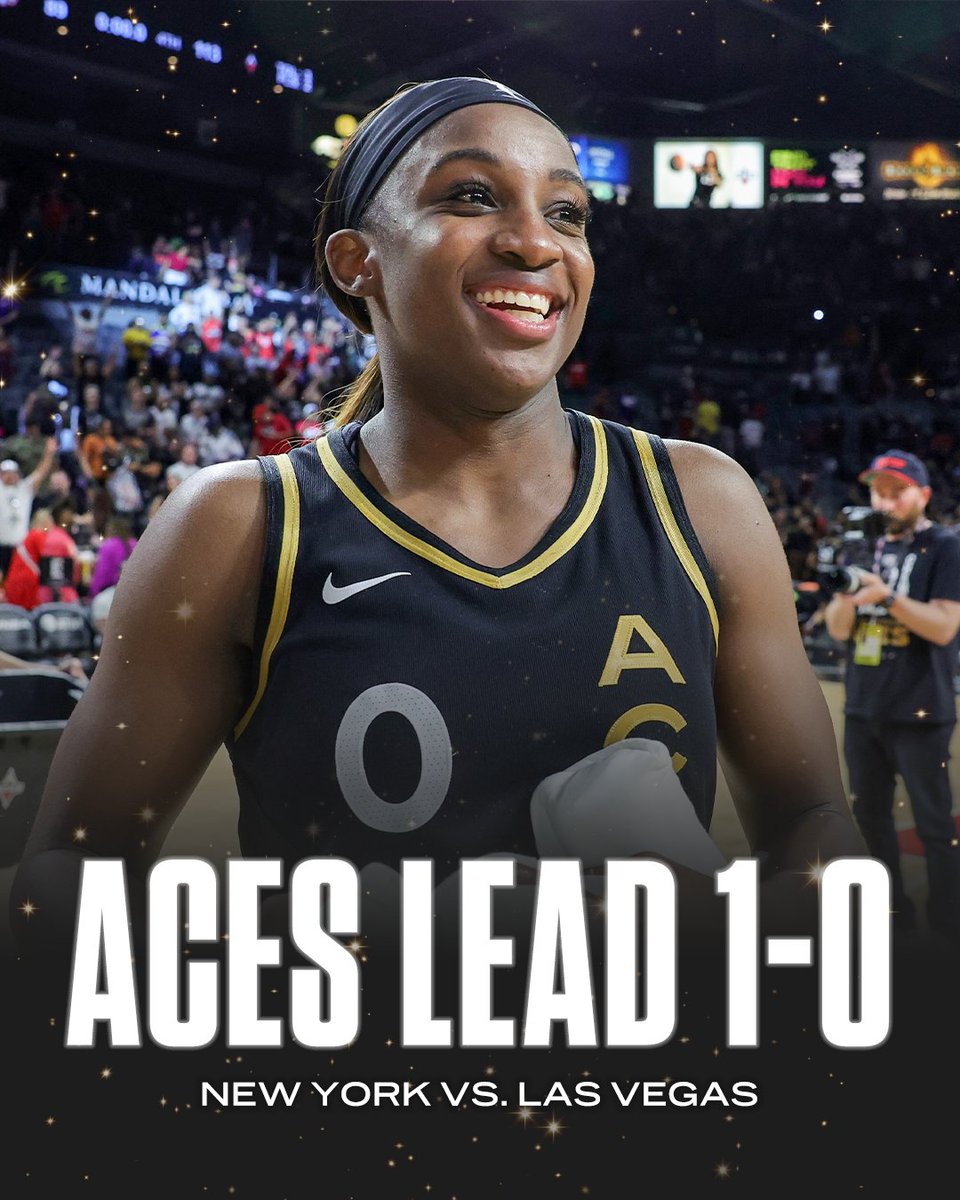 espn's tweet photo. THE LAS VEGAS ACES DEFEND HOME COURT AND TAKE GAME 1 🎰 https://t.co/YY4hiQQXuS