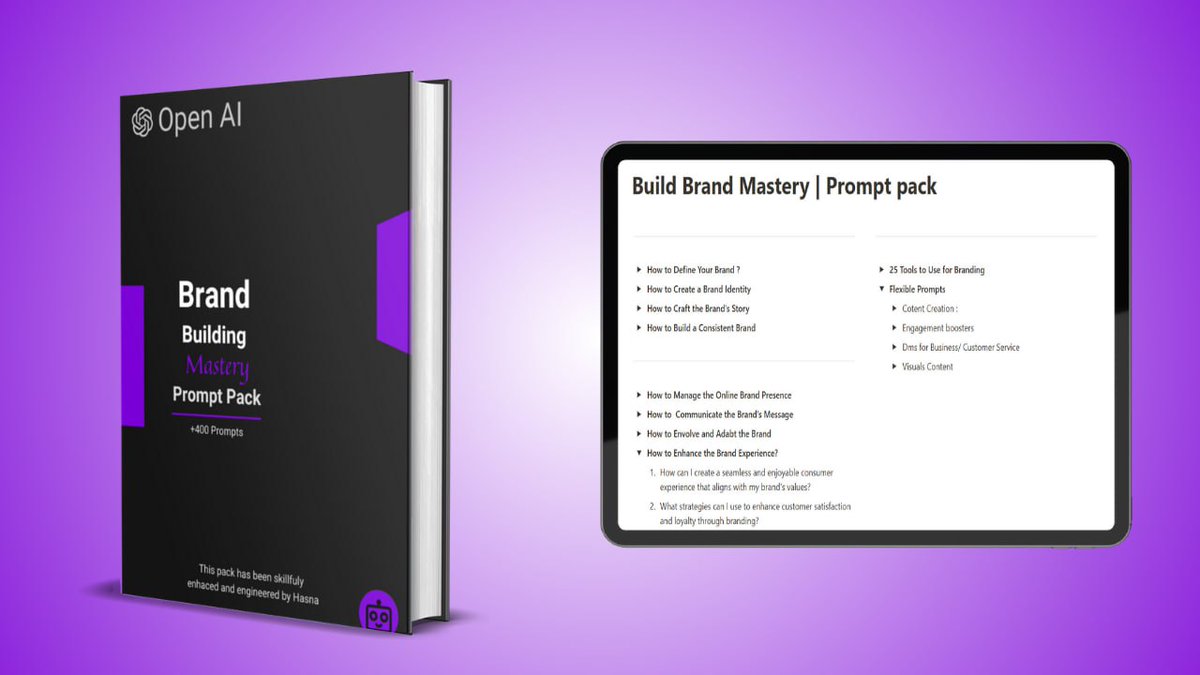 You can start your own Brand using AI !

But 98% of people don’t know what to prompt

So I build +400 Brand building prompts to learn how

normally 47$

But for the next 24 hours the sample is FREE

Like, RT and Reply "👋"

I will Dm you!

(Must be following )