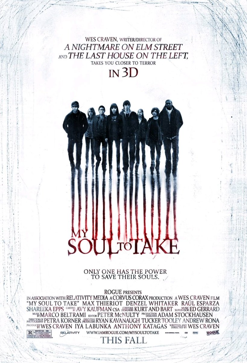 My Soul to Take was released on October 8, 2010.
#WesCraven 
#MaxThieriot
#horror #thriller #mystery