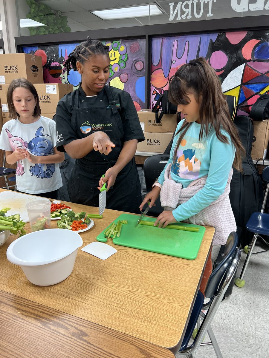 MrsKnust_'s tweet photo. Our first Whispering Roots lesson was this week! We learned safe knife skills and made our own ranch. They all thought it was delicious! @MPS_Morton #mavericksmakeithappen https://t.co/PvLlW5Ur9u