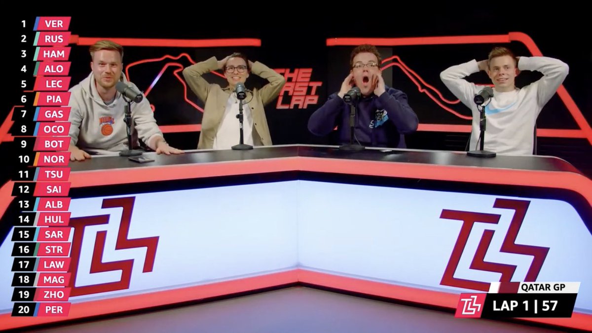 JamesNS19's tweet photo. Some reaction to the Hamilton Russell crash on @TheLastLapShow 😂🔥 https://t.co/PfdrtJLrIz