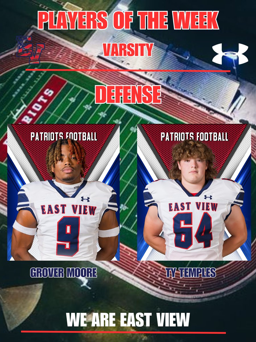 EastView_FB's tweet photo. Week 7 Players of the Week - Varsity 

 #WeAreEastView #BeliEVe https://t.co/gpRPvxXKuu